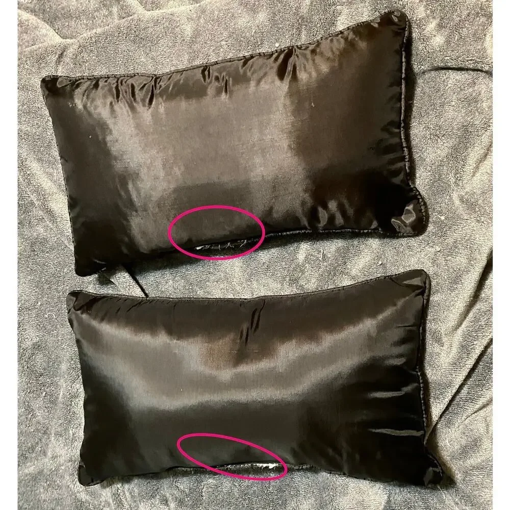 Set of 2 beautiful classy sequin & satin lumbar size decorative throw pillows